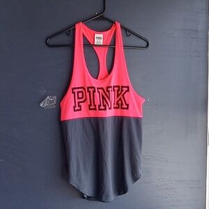 3/$25 Pink Victoria's Secret racer back exercise top fushia pink and Black